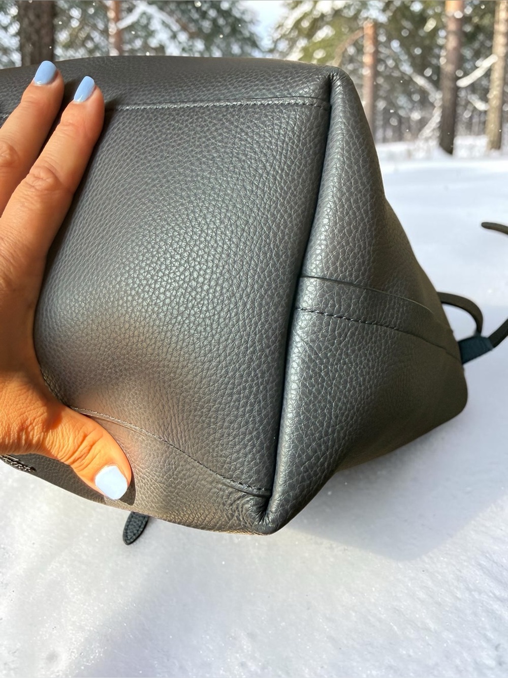 Coach Market Tote Gray Pebble Leather Teal Interior - Picture 8 of 10